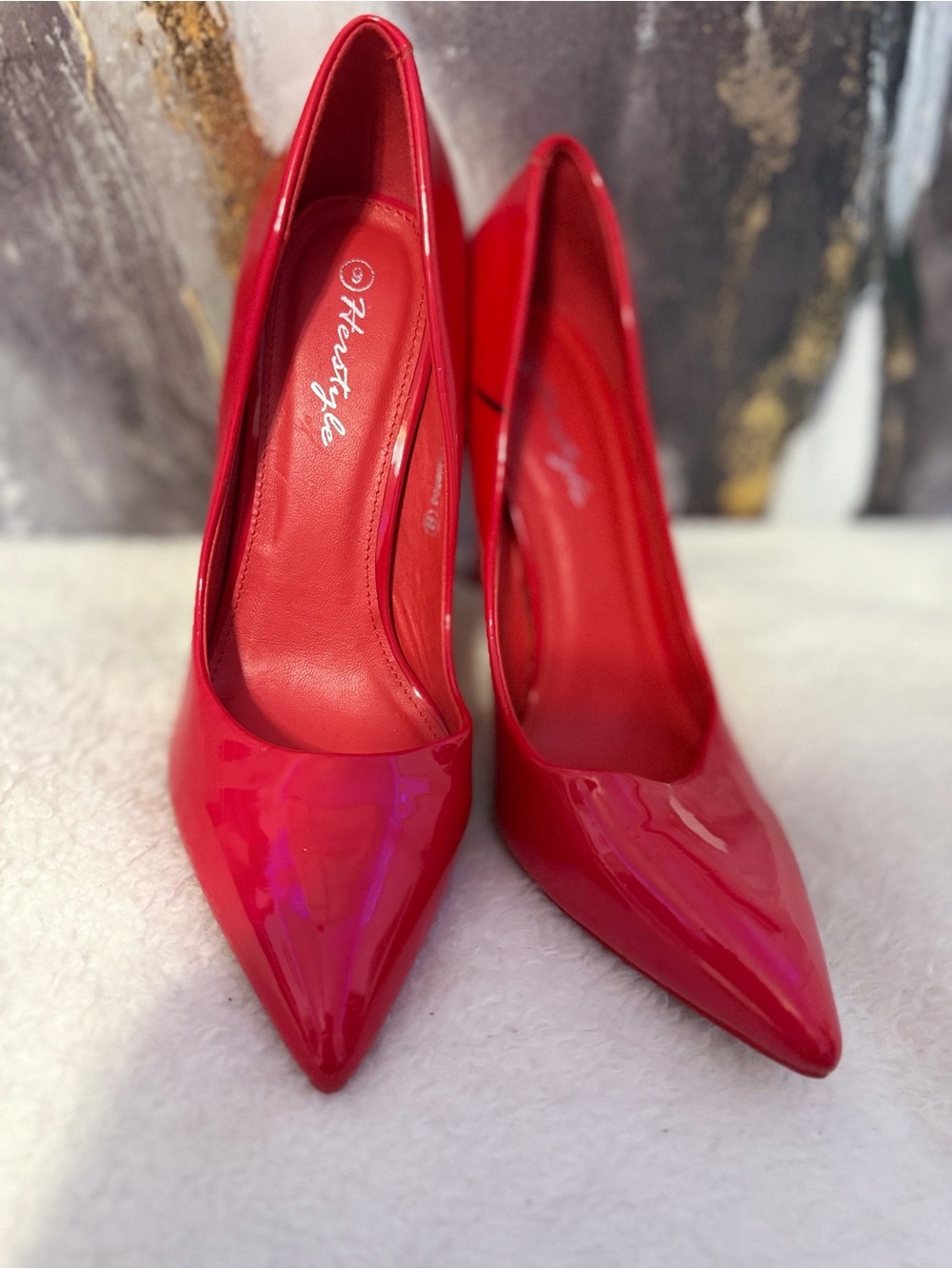 Herstyle Red Patent Pointed-Toe Heels